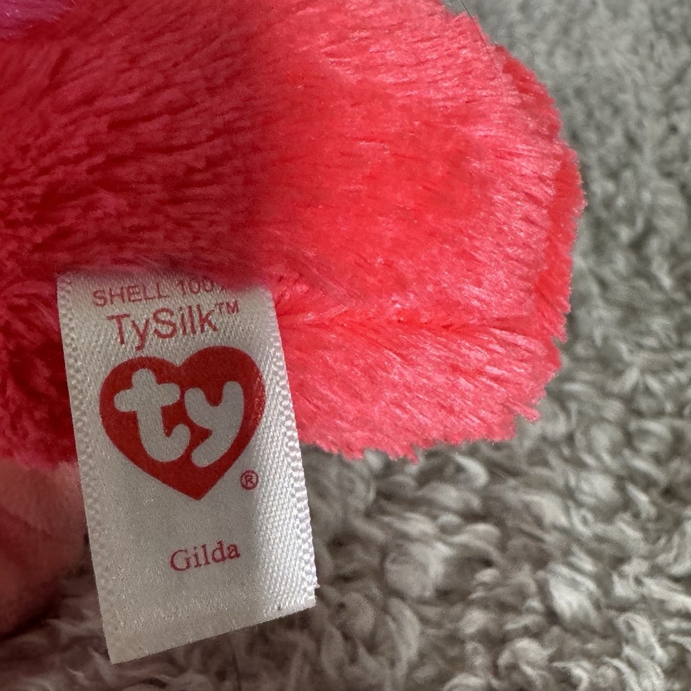 Ty Beanie Boo Gilda the Flamingo Plush 6" Pink Stuffed Animal Soft Toy - Picture 9 of 9